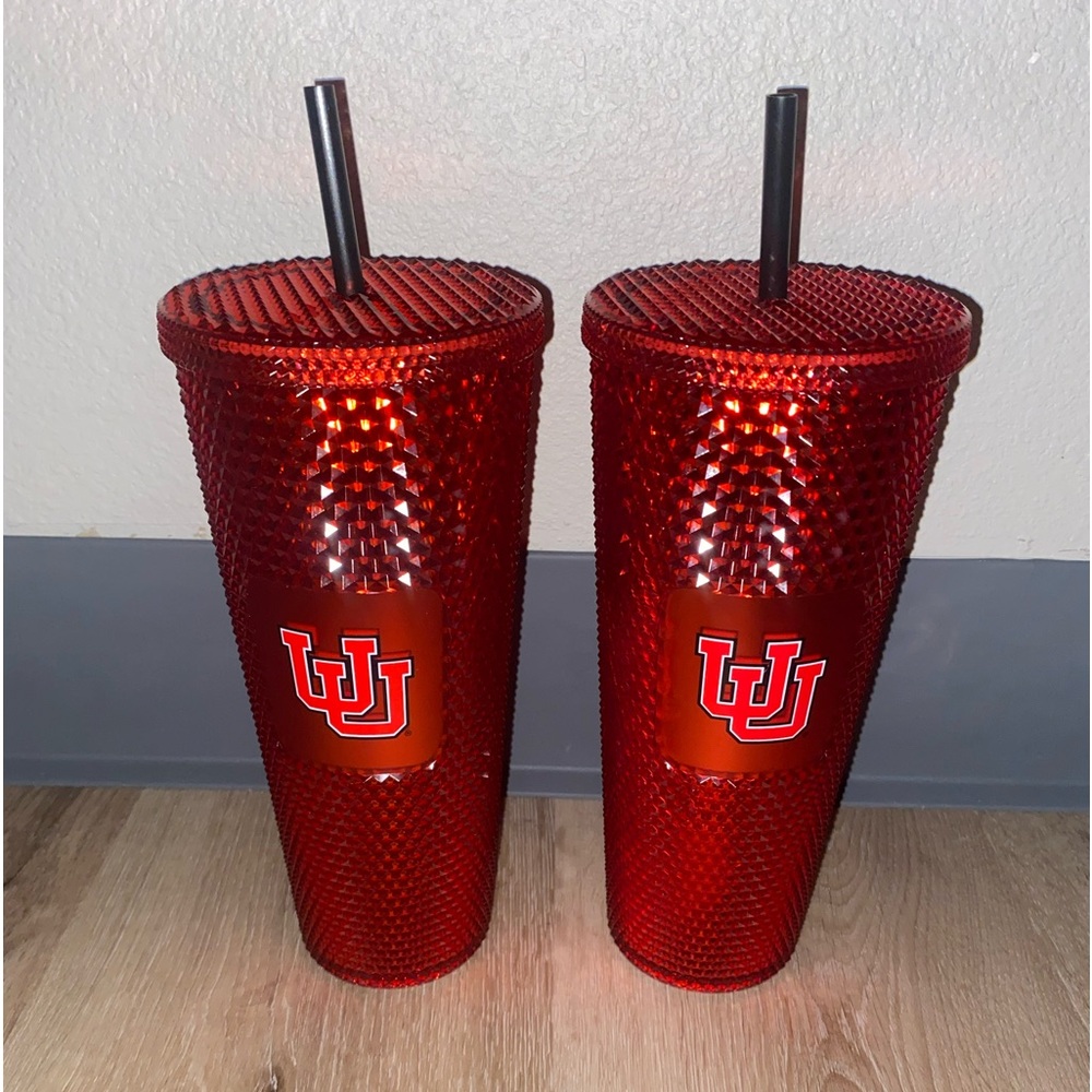 1- 24oz Starbucks University of Utah Red Studded Tumbler